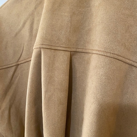 Laundry by Shelli Segal sz L Tan Faux Suede Jacket with Snap Closure Tie Waist - Picture 9 of 14
